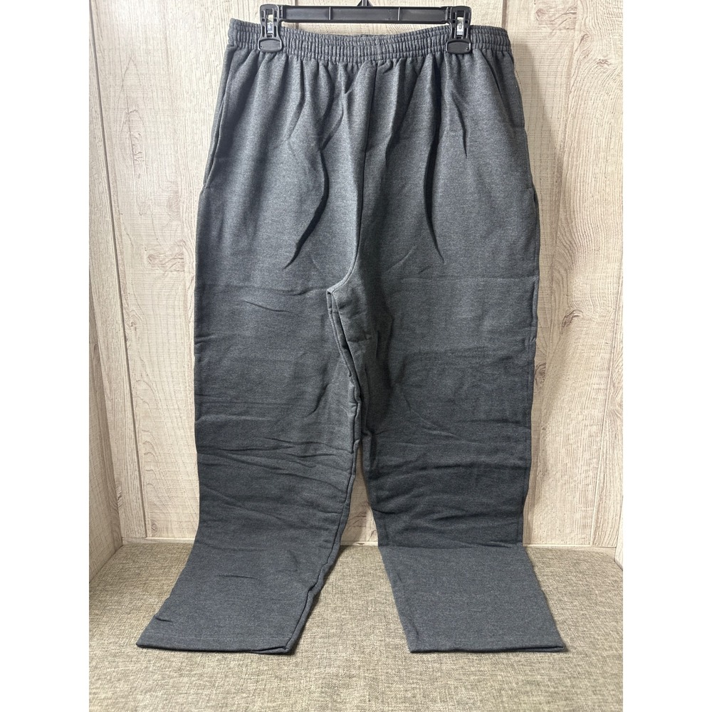 Hanes Mens EcoSmart Fleece Sweatpants Charcoal Gray Large O5995 HCC Open Bottom